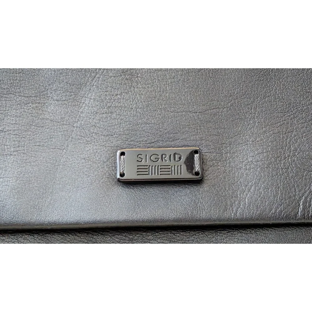 Vintage Sigrid Olsen Italy Black Leather Messenger Bag Crossbody Unisex